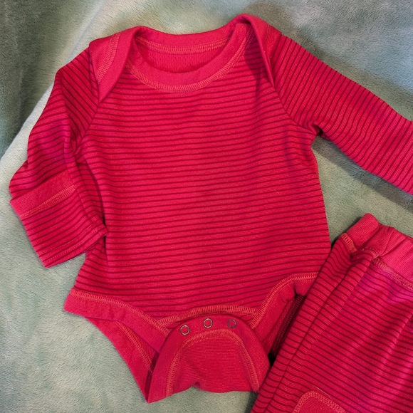Patagonia Pink Striped Onesie And Pant Capilene Baselayer Set 0-3 Month - Picture 4 of 5
